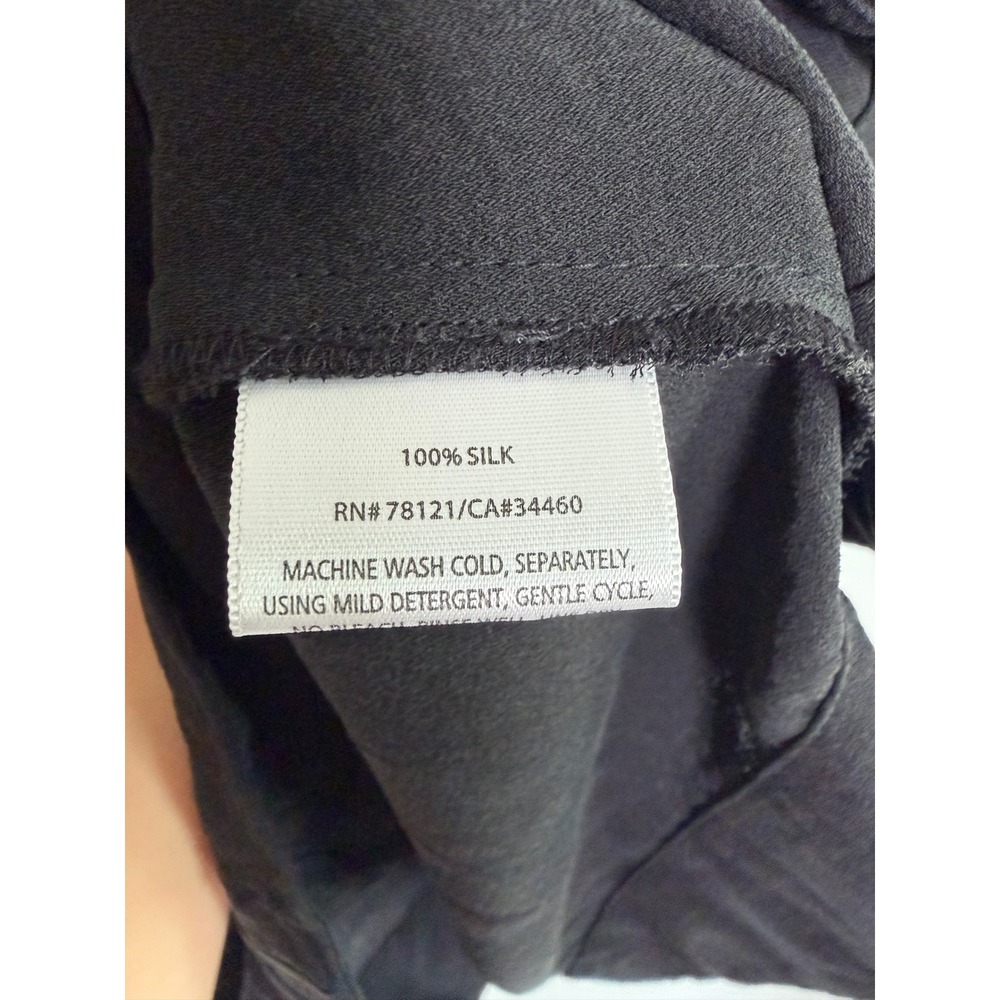 Eileen Fisher Womens Black 100% Silk Pleated Front Scoop Neck Tank Top, Medium - Picture 4 of 6